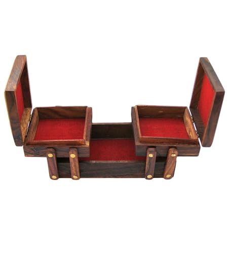 Wooden Jewelry Organizer - 3 in 1 Jewelry Box with Multiple Compartments for Rings, Necklaces, Earrings - Elegant Design for Home Storage and Gifts for Women - Durable and Stylish