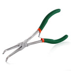 SPEEDWOX Mini Long Nose Pliers with Serrated Jaw - Long Reach Needle Nose Pliers for Jewelry Making, Bending Wire & Small Object Gripping - style: Bent Long Nose Pliers Serrated Jaws