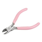 HARFINGTON Wire Cutters 4.5 Inch Diagonal Cutting Side Precision Pliers with Pink Plastic Handle for DIY Crafts Jewelry Making