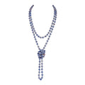 Bead Strand Versatile 60" Long Wrap Necklace - Handmade Knotted Multi Layer Sparkly Crystal, Semi Precious Natural Stone, Lava, Glass Faux Pearl - color: Sapphire