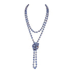 Bead Strand Versatile 60" Long Wrap Necklace - Handmade Knotted Multi Layer Sparkly Crystal, Semi Precious Natural Stone, Lava, Glass Faux Pearl - color: Sapphire