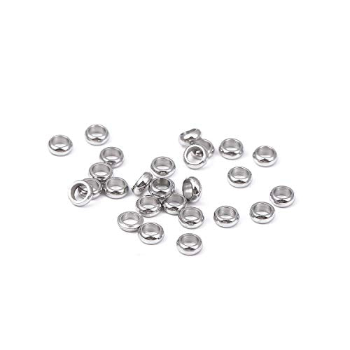BEADIA Stainless Steel Spacer Beads 3.5x1.2mm Rondelle Loose Charm Caps Beads for DIY Jewelry Making 100pcs with 2mm Hole - color: 3.5x1.2mm 2mm