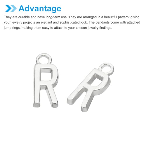 PATIKIL Letter Charm, 50pcs Alphabet Initial Pendant Charm Bulk DIY for Jewelry Making Bracelets Earrings Necklace - style: R
