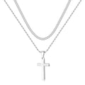 LUXEJEW Cross Necklace for Men Boys - Gold Silver Black Stainless Steel Cross Pendant Necklaces Layered Cuban Link Chain Necklace Jewelry Gifts 16 18 20 22 24 Inches - color: Silver, size: 18in/20in, style: Style B-Small Pendant-Buckle