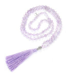 Adabele Premium 108 Mala Beads Malas Necklace - Natural Healing Gemstone Tibetan Buddhist Japa Prayer Meditation Reiki Chakra Stone Quartz Rock Women Men Jewelry - style: Lavender Jade