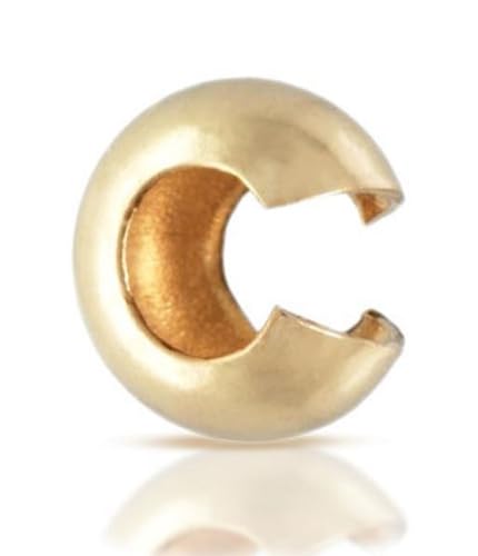100pcs Crimp Bead Knot Covers 3mm (0.12 Inch) Small End Caps 18K Yellow Gold Plated Copper Brass for DIY Craft Jewelry Making CF8-3 - color: Gold, size: 3mm (0.12 inch) - 100pcs