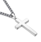 P. BLAKE Stainless Steel Cross Pendant Necklace for Men Boys, Christian Cross Pendant with 16-24 Inches Chain Cross Necklace Jewelry Gifts - size: 24 inches, style: Silver Pendant 1.7*0.9