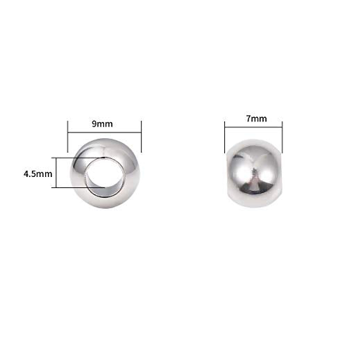BEADIA Stainless Steel Spacer Beads 9x7mm Round Loose Charm Caps Beads for DIY Jewelry Making 20pcs with 4.5mm Hole - color: 9x7mm 4.5mm