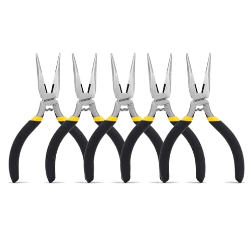 BOOSDEN 5 Pack Mini Precision Pliers Set, Small Needle Nose Pliers with Wire Cutter, Black - size: 5" (5 Pack)