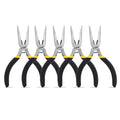 BOOSDEN 5 Pack Mini Precision Pliers Set, Small Needle Nose Pliers with Wire Cutter, Black - size: 5" (5 Pack)