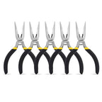 BOOSDEN 5 Pack Mini Precision Pliers Set, Small Needle Nose Pliers with Wire Cutter, Black - size: 5" (5 Pack)