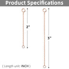 Rose Gold Necklace Extender Rose Gold, 925 Sterling Silver Necklace Extender Chain Bracelet Anklet Jewelry Extension for Necklaces, 2 Piece Set (2, 3 Inches) - color: RoseGold, size: 2 3 inch