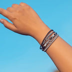 FANCY SHINY Mothers Day Gifts Boho Leather Wrap Bracelet Stackable Infinity Chunky Cuff Bracelets Western Hippie Outfits Jewelry Valentine Gifts for Women - color: Grey Leopard