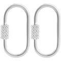 2 Pcs Locking Carabiner Small, Oval Jewelry Carabiner, Silver Carabiner Clasp, Metal Carabiner Necklace for DIY Necklace Bracelets Jewelry Making Hook (Silver) - color: 2 Pcs-Silver, Style1