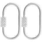 2 Pcs Locking Carabiner Small, Oval Jewelry Carabiner, Silver Carabiner Clasp, Metal Carabiner Necklace for DIY Necklace Bracelets Jewelry Making Hook (Silver) - color: 2 Pcs-Silver, Style1