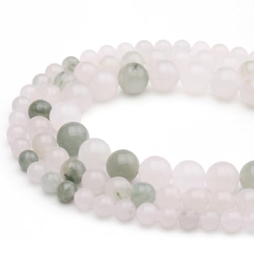 6mm Natural Stone Beads 65pcs White Jade Jasper Polished Round Smooth Crystal Loose Gemstone Beads for Jewelry Making DIY Bracelet Necklace Earring Crafts Supplies - color: White Jade 6mm-65pcs