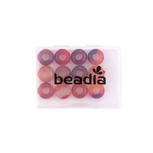 BEADIA Natural Red Agate Rondelle Stone with Large Hole (5.5mm) Loose Semi Gemstone Beads for Jewelry Making 14mmx7.5mm 12pcs - color: Red Agate, size: 14mm x 7.5mm