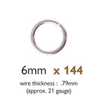 The Beadsmith Open Jump Rings – 6mm, Silver Plated, 18-Gauge Wire Thickness, 144 Pieces – Findings for Making Keychains, Charms, Chain Mail and Body Jewelry - color: Silver, size: 6mm - 18 Gauge