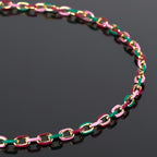 UMAOKANG 2 Meters Colorful Enamel Chain for Jewelry Making Gold Plated Stainless Steel Paperclip Jewelry Chain Roll with Jewelry Findings - color: Pink Green Mixed