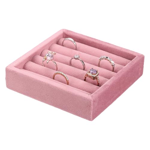 uxcell Stackable Jewelry Storage Tray, Jewelry Tray Drawer Organizer, Small Display Box for Earrings, Necklaces, Rings and Bracelets, Pink - color: Pink