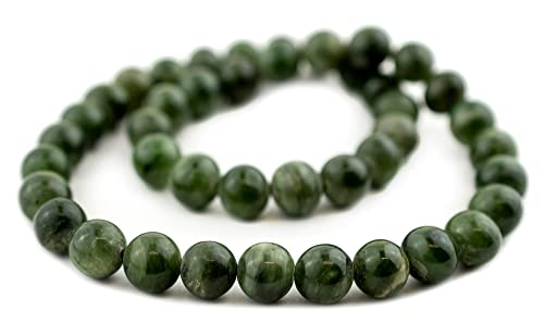 The Bead Chest Round Green Nephrite Jade Beads (10mm) - size: 10mm