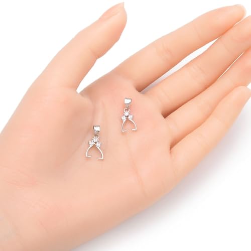 5pcs Adabele Authentic 925 Sterling Silver 19mm Pendant Clasp Pinch Bail Clip Cubic Zirconia CZ Tarnish Resistant for DIY Craft Jewelry Making SS42-3 - size: 19mm Pinch Bail with CZ