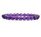 Angelstones Handmade Natural Healing Gemstone 8mm Round Beads Stretch Crystal Bracelet 7 Inch Unisex - color: Dream Light Amethyst