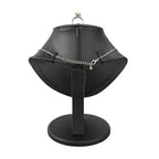 MOOCA Jewelry Display Necklace Chain Bust Display Holder Stand, Necklace Mannequin Bust, Jewelry Stand, Black PU Faux Leather - color: Black PU Faux Leather