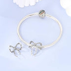 LAZA 925 Sterling Silver Charm for Bracelet Necklace Dangle Love Mom Butterfly Party Charm Beads Pendants DIY Jewelry for Women - color: Bow Tie