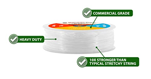 Mandala Crafts Very Strong 0.6mm Elastic String for Jewelry Making - 132 FT Heavy Duty Round Stretchy Clear String Jewelry Fiber Elastic Cord Spool for Decorative Threading Applications - size: 0.6mm 40M 132 Feet