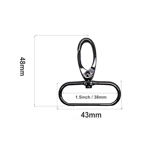 1.5 inch Swivel Lobster Clasp 1 1/2 inch Swivel Clasp Strap Clips Lobster Claw Lanyard Swivel Clasps Black 38mm Extra Large Lobster Clasps Swivel Hooks for Purse 10pcs - color: 1.5 inch Black
