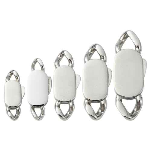 DanLingJewelry 5Pcs 5 Sizes Release Stainless Steel Buckle Clasps Metal Spring Cuban Link Clasps for DIY Bracelet Necklace Chain Jewelry Making - color: 5pcs - cuban clasps