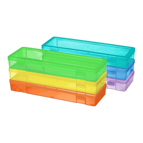 novelinks Plastic Clear Storage Containers for Organizing, Craft Storage Organizers and Stackable Storage Bins with Lids for Pencil Box, Bead, Cookie Cutter, Board Game (6 Pack Large -Color) - color: 6 Pack Large -Color