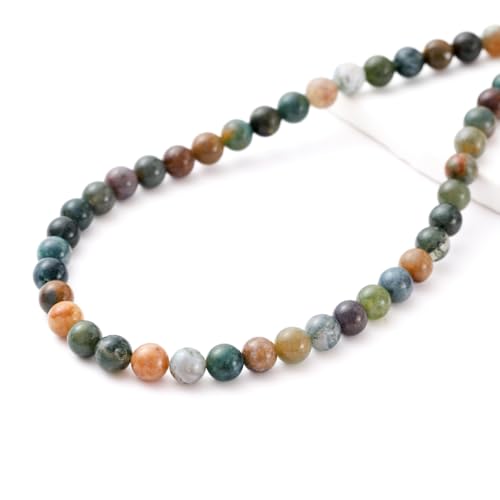 6mm 60pcs DIY Natural Indian Agate Stone Beads Round Healing Crystal Gemstone Loose Beads for Jewelry Making Handmade Bracelet Necklace - color: Indian Agate, size: 6mm