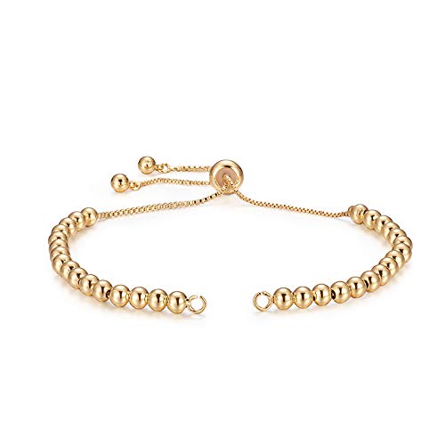 DanLingJewelry 10pcs Adjustable Slider Bracelet Slider Extender Chains Friendship Bracelets with Round Beads for Jewelry Making DIY 9 Inches(246mm) GG - color: StyleⅧ-10 pcs-Golden