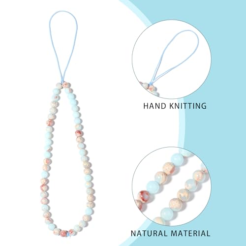 Semi-Precious Gem Stones Beaded Phone Charm Cell Phone Lanyard Wrist Strap Handmade Natural Gemstone Phone Chain string - color: Shoushan Stone