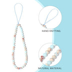 Semi-Precious Gem Stones Beaded Phone Charm Cell Phone Lanyard Wrist Strap Handmade Natural Gemstone Phone Chain string - color: Shoushan Stone