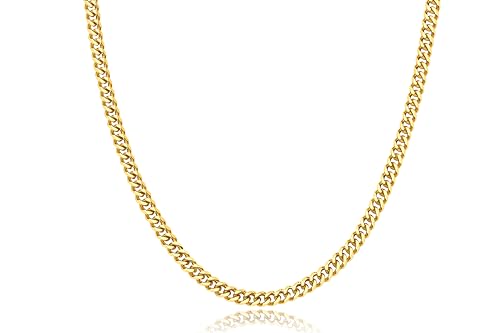 WomenGifts Cuban Link Chain Necklace for Women, Waterproof 14k Gold Silver Plated Chain Choker, Non Tarnish Stainless Steel Jewelry, 3.5/5/6/8/11mm,14/16/18 Inch Thin&Chunky&Thick - color: Gold, style: 5MM-18"