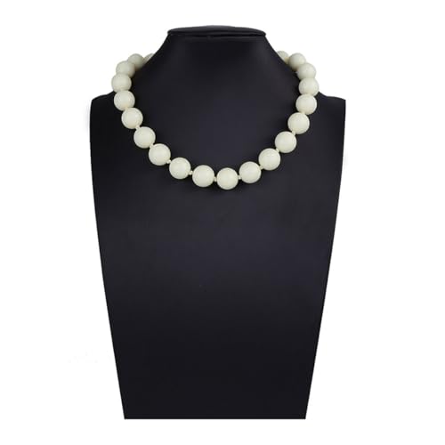 Caiyao Bohemian Colorful Acrylic Round Beaded Choker Necklaces Handmade Adjustable Resin Beads Clavicle Rope Necklace for Women Men Ethnic Costume Party Vacation Jewelry Gifts - color: White