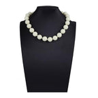 Caiyao Bohemian Colorful Acrylic Round Beaded Choker Necklaces Handmade Adjustable Resin Beads Clavicle Rope Necklace for Women Men Ethnic Costume Party Vacation Jewelry Gifts - color: White