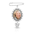 1PCS DIY Wedding Bouquet Photo Charm Pin Brooch Making Kit - Single Lacy Frame Wedding Charm Oval Glass Cabochons Picture Frame with Pendant
