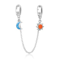 Spacer Stopper Beads for Bracelets & Necklaces, 925 Sterling Silver Beads | Smooth & Pave Cubic Zirconia (White, Blue, 18K Gold Plated) | Anti-Slide Separator Charms S925 Women Jewelry - color: Sun and Moon-Bead Charms