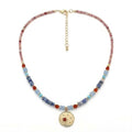 Handmade Natural Gemstone Beaded Necklace for Women, Cultured Freshwater Pearl Choker with Adjustable Extension Chain, Boho Healing Crystal Jewelry Collection - color: f Colorful