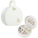 Travel Jewelry Case, Elegant Half-Moon Design with Golden Accents, Detachable Handle, White Personalized Accessory Organizer, Fashion-Forward Gift for Women and Teens(B) - style: B