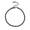 U7 Women Girls Barefoot Jewelry 18K Gold or Rose Gold Stainless Steel Heart/Rope/Figaro/Cuban Chain Anklet Foot Bracelet, 25-30 CM Long - color: Black-3mm-Rope Chain