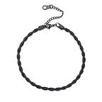 U7 Women Girls Barefoot Jewelry 18K Gold or Rose Gold Stainless Steel Heart/Rope/Figaro/Cuban Chain Anklet Foot Bracelet, 25-30 CM Long - color: Black-3mm-Rope Chain