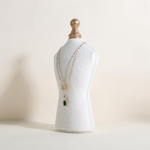 GemeShou Velvet necklace holder display stand, White jewelry necklace display for selling, necklace mannequin for jewelry, necklace bust jewelry display for Countertop【White-Medium】 - color: White, size: Medium