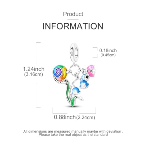 LAZA 925 Sterling Silver Charm for Bracelet Necklace Dangle Love Mom Butterfly Party Charm Beads Pendants DIY Jewelry for Women - color: Snail Flowers