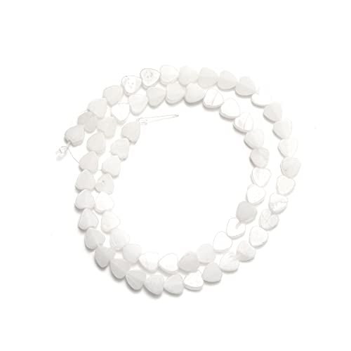 6mm Natural White Jasper Stone Beads Heart Shape Cute Fine Gems Spacer Beads Fit Jewelry Making DIY Exquisite Necklace Bracelet Accessory - color: White Jasper