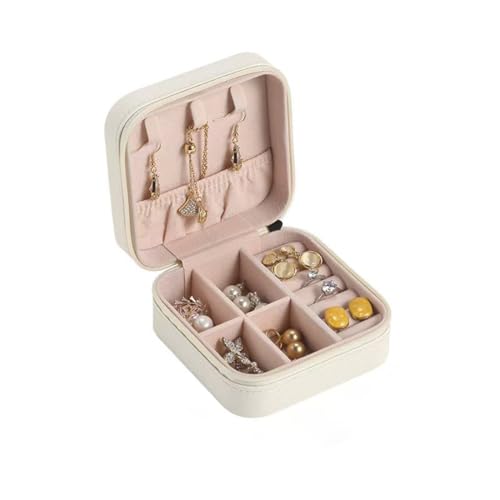 Portable Jewelry Organizer Box - Travel Storage Case for Earrings, Necklaces, Rings, Bracelets | Compact & Durable(white) - color: white